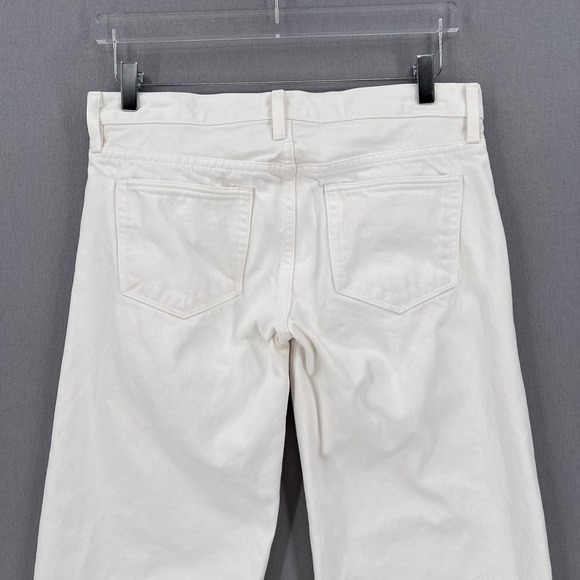 SIMON MILLER Lamere Crop Jeans Womens 27 White Straight Leg Raw Hem Rigid Denim - Picture 5 of 14